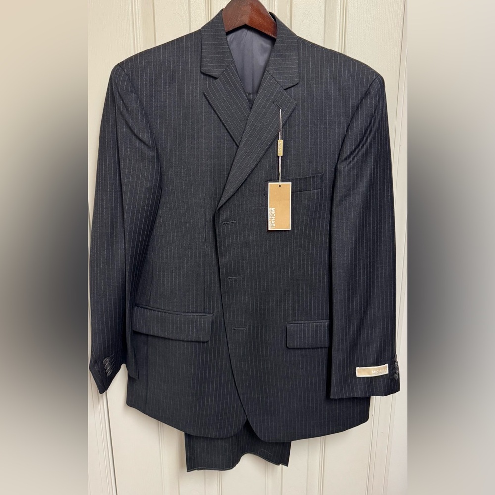 Michael Kors Men's Black Pinstripe Suit Jacket